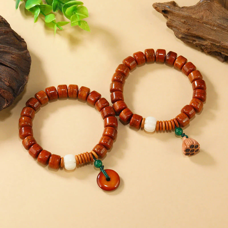 Buddha Stones Bone Beads Lotus Peace Buckle Design Enlightenment Bracelet