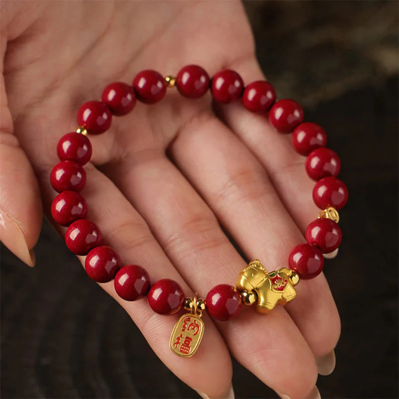 Buddha Stones Year Of The Horse Cinnabar Blessing Bracelet