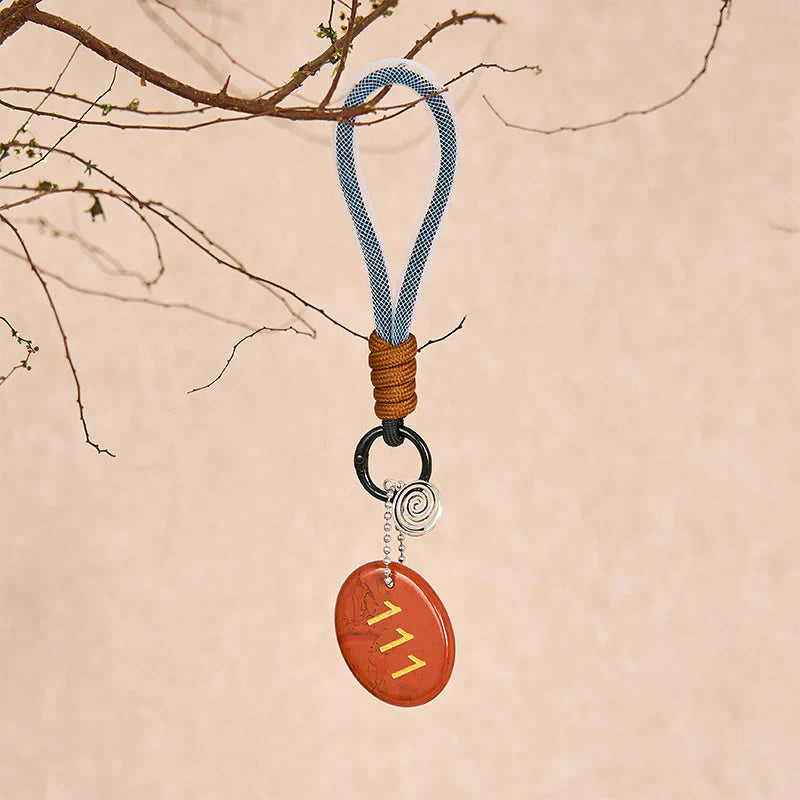 Buddha Stones Embrace New Beginnings 111 Angel Number Natural Red Jasper Key Chain Hanging Decoration Includes Gift Message Card