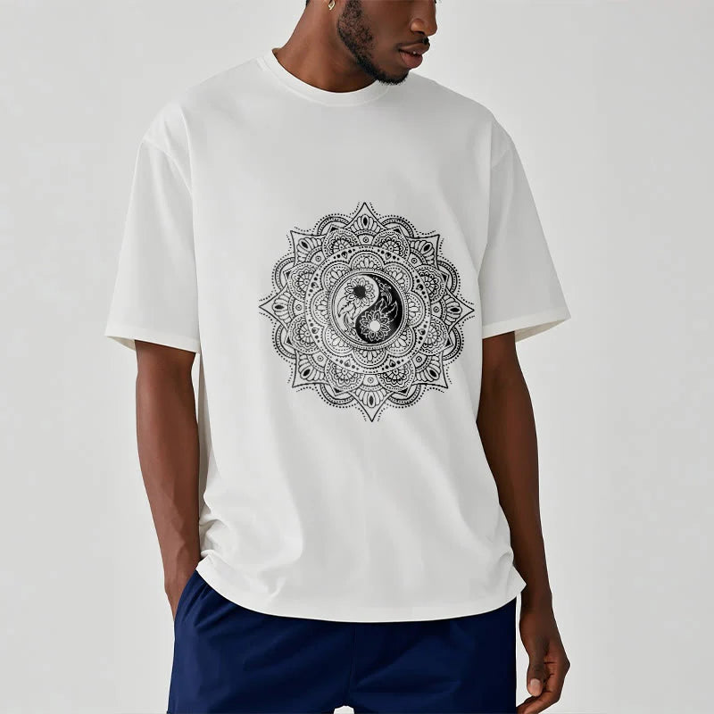 Buddha Stones Mandala YinYang Symbol Pattern Tee T-shirt