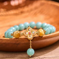 Buddha Stones Jade Yellow Tiger Eye Prosperity Bracelet