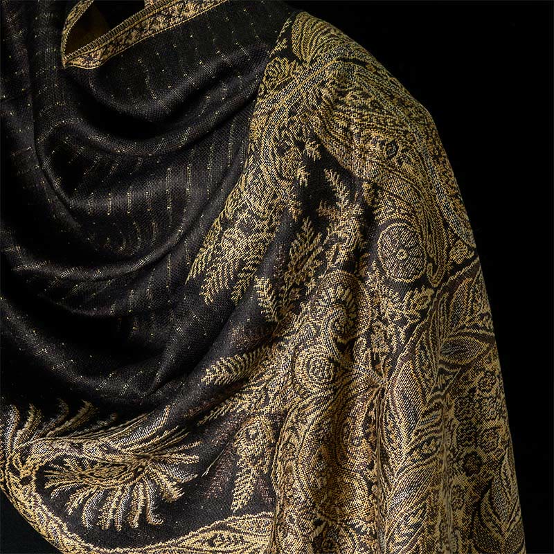 Buddha Stones Spring Long Leaves Flowers Pattern Tassel Soft Scarf Shawl