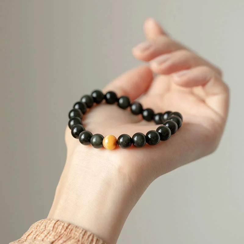 Buddha Stones Natural Rainbow Obsidian Tiger Eye Positive Love Bracelet