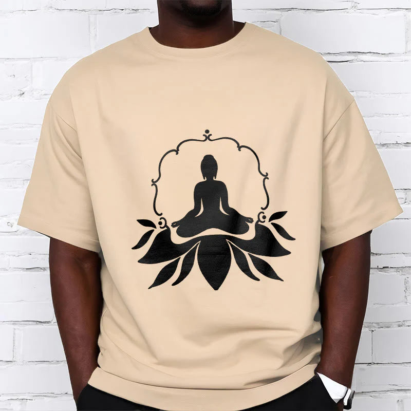Buddha Stones Meditating Buddha Seated on Grass Tee T-shirt