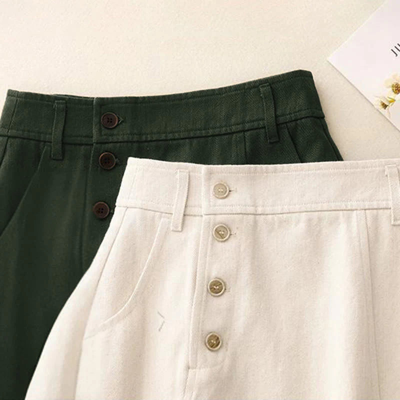 Buddha Stones Women's Plain Cotton Skirt With Pockets