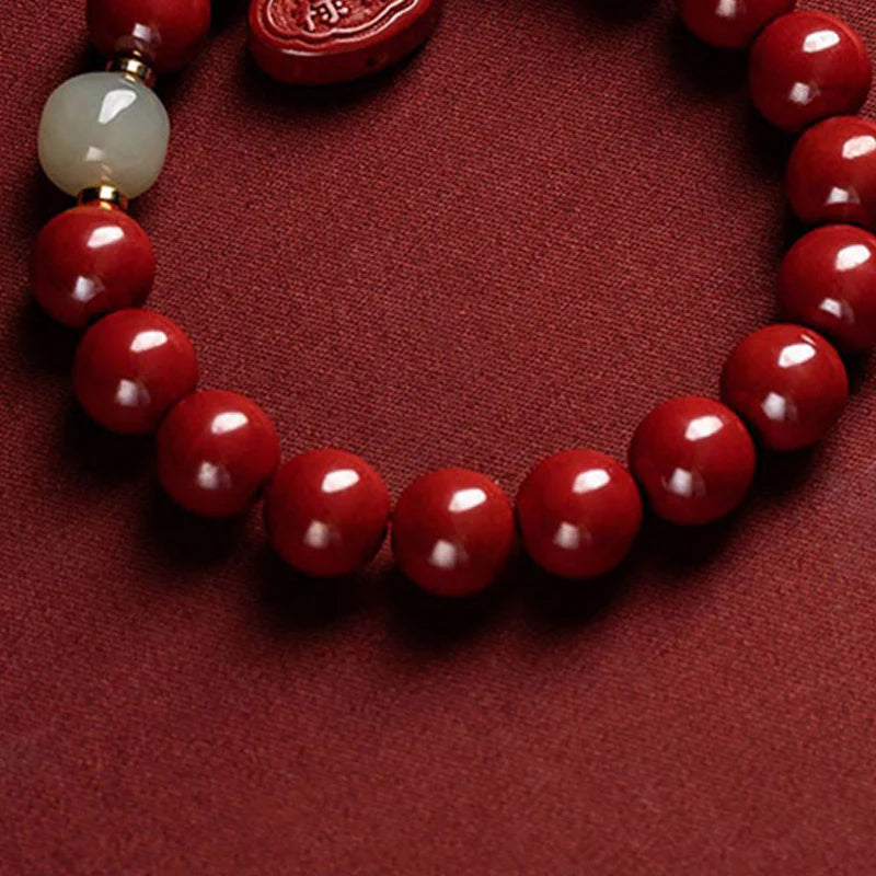 Buddha Stones Cinnabar Jade Healing Protection Charm Bracelet (Extra 35% Off | USE CODE: FS35)