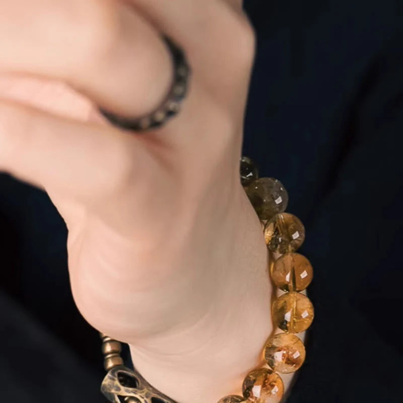 Buddha Stones Daily Retro 10mm Citrine Beads Protection Bracelet