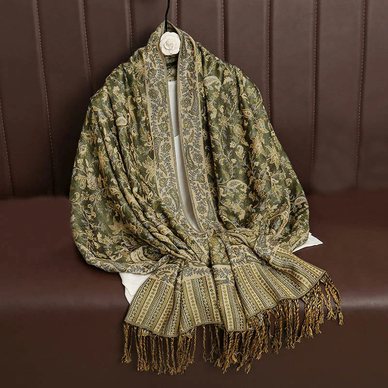 Buddha Stones Ethnic Daily Tibetan Paisley Pattern Tassel Cozy Scarf Shawl