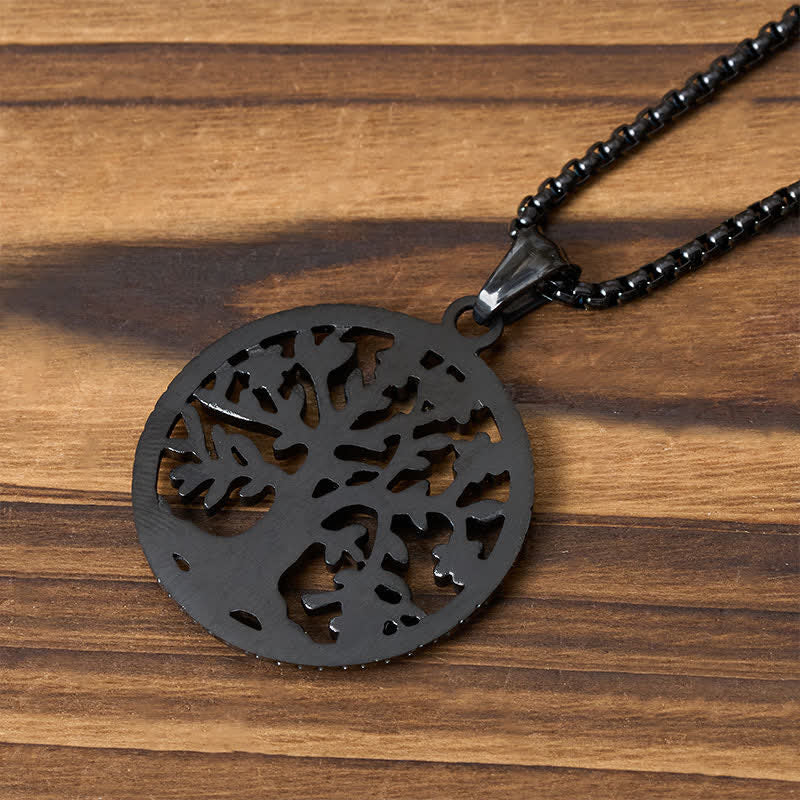 Buddha Stones The Tree Of Life Titanium Steel Creation Necklace Pendant
