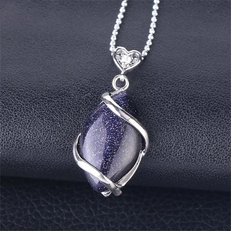 Buddha Stones Marquise Pattern Natural Crystal Stone Charm Necklace Pendant (Extra 35% Off | USE CODE: FS35)