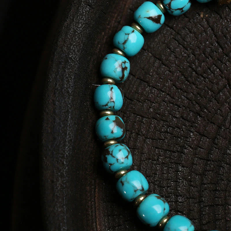 Buddha Stones Thangka Gau Amulet Box Turquoise Fu Character Protection Bracelet