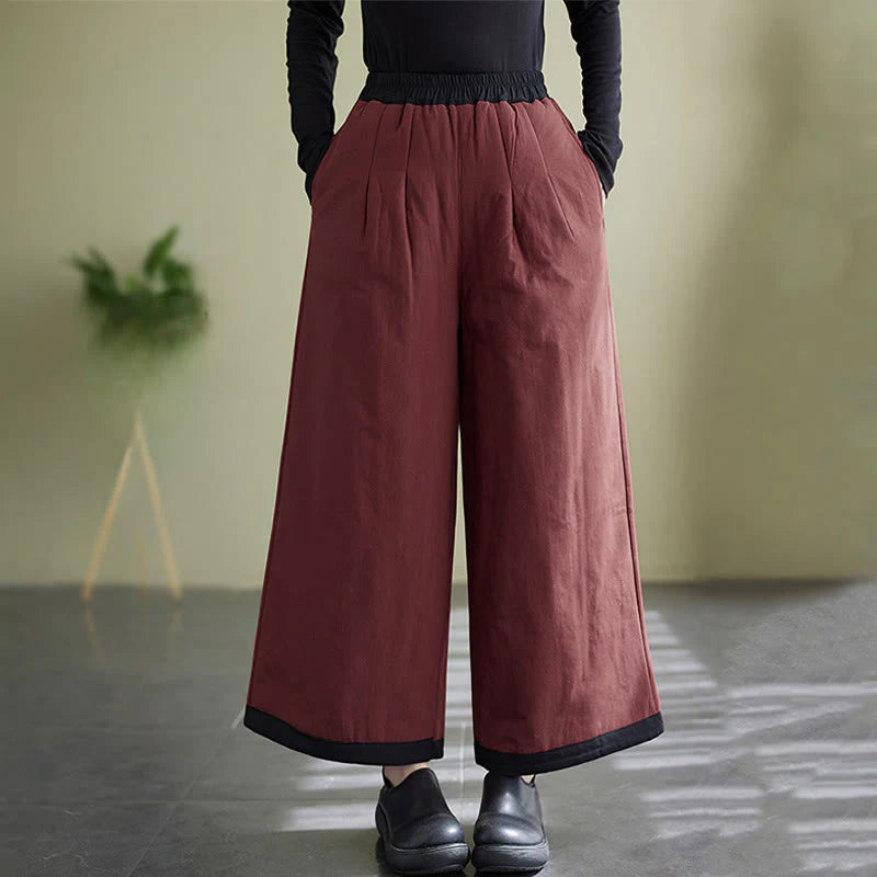 Buddha Stones Casual Plain Women's Wide Leg Pants With Pockets