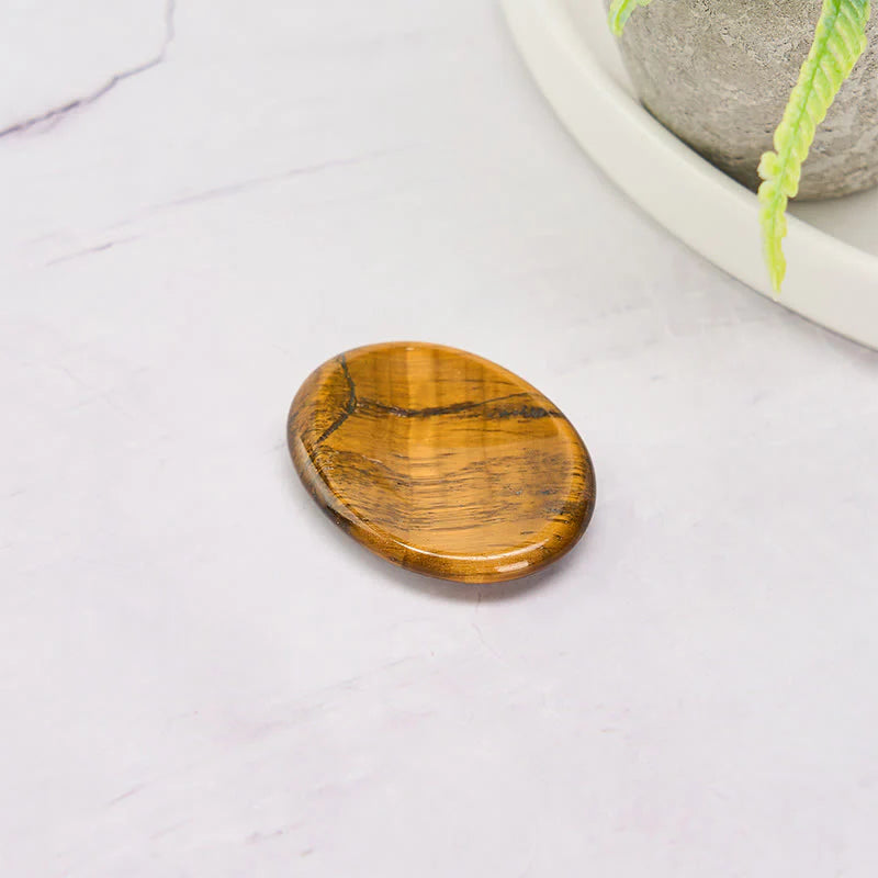 Buddha Stones Confidence & Focus Natural Small Tiger's Eye Worry Stone Crystal Decor 3.5*4.5cm