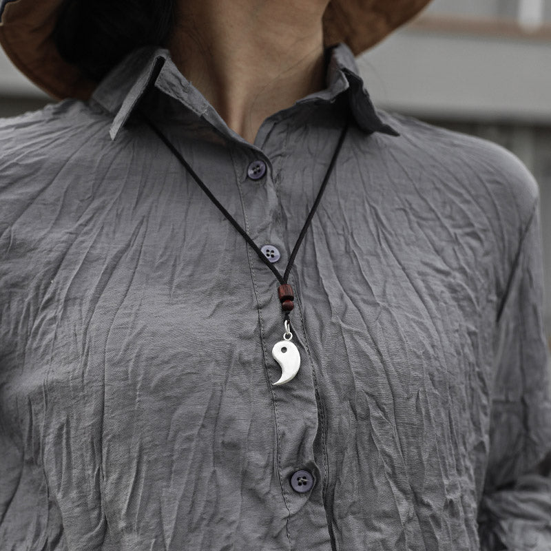 Buddha Stones 990 Sterling Silver Yin Yang Balance Harmony Necklace Pendant (Extra 30% Off | USE CODE: FS30)