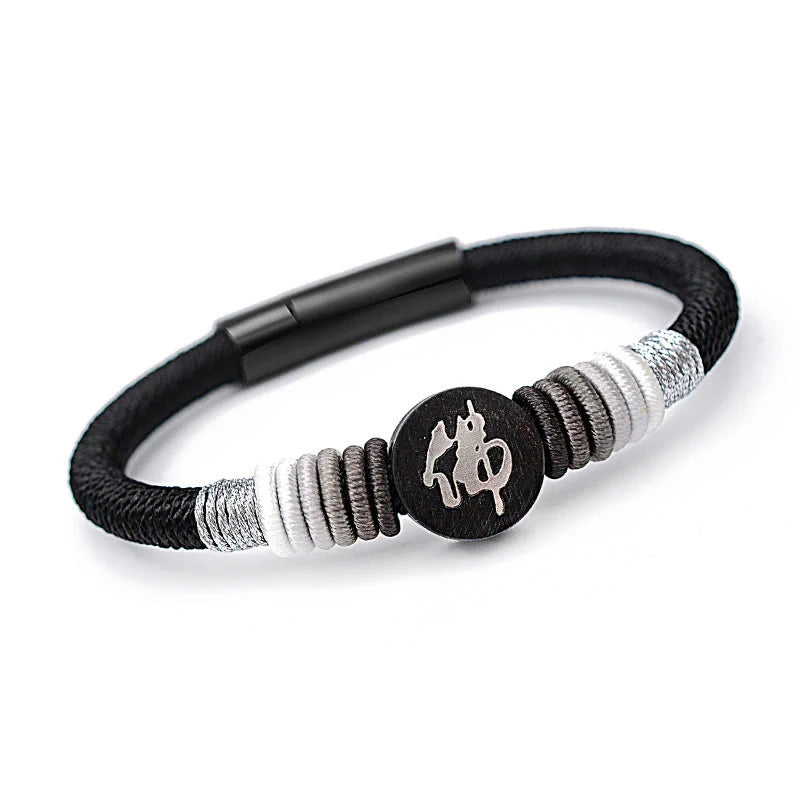 Buddha Stones Buddha Character Ebony Handcrafted Rope Bracelet (Extra 35% Off | USE CODE: FS35)