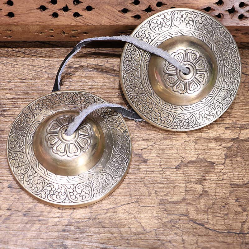 Buddha Stones Tibetan Tingsha Bell Auspicious Cloud Six True Words Copper Wealth Decoration