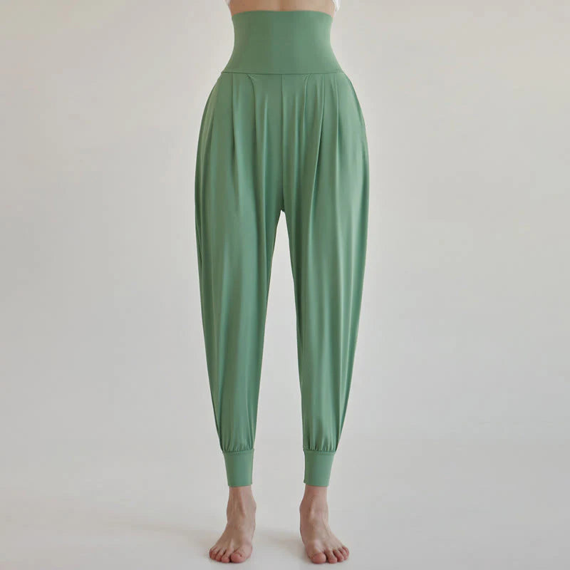 Buddha Stones Casual Plain High Waist Quick Drying Women's Leica Pants With Pockets