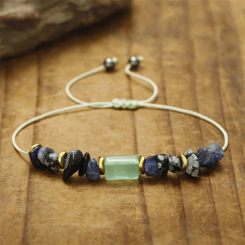 Buddha Stones New Job Green Aventurine Sodalite Snowflake Obsidian Energy Bracelet