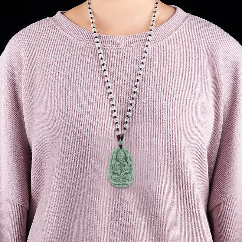 Buddha Stones Chinese Zodiac Natal Buddha Natural Jade Wealth Prosperity Necklace Pendant (Extra 30% Off | USE CODE: FS30)