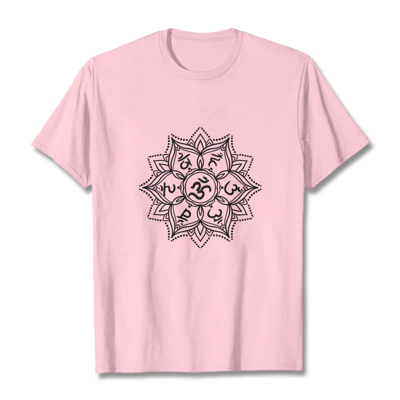 Buddha Stones Mandala Flower Om Mani Padme Hum Sanskrit Mantra Tee T-shirt