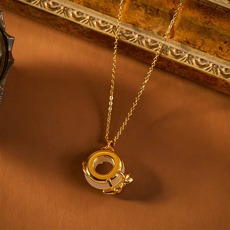 Buddha Stones Lotus Peace Buckle Peace Necklace Pendant
