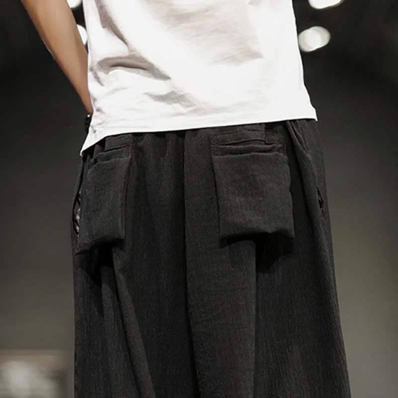 Buddha Stones Summer Solid Men's Cropped Pants With Pockets