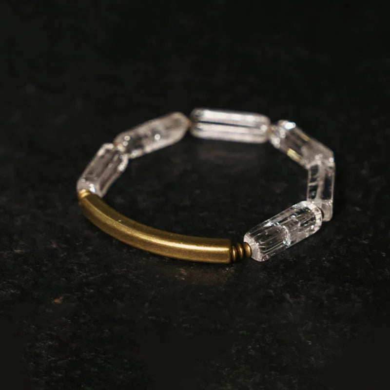 Buddha Stones Square White Crystal Copper Luck Healing Bracelet