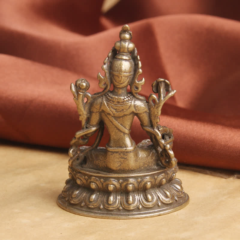 Buddha Stones Bodhisattva Green Tara Calm Hope Copper Statue Decoration