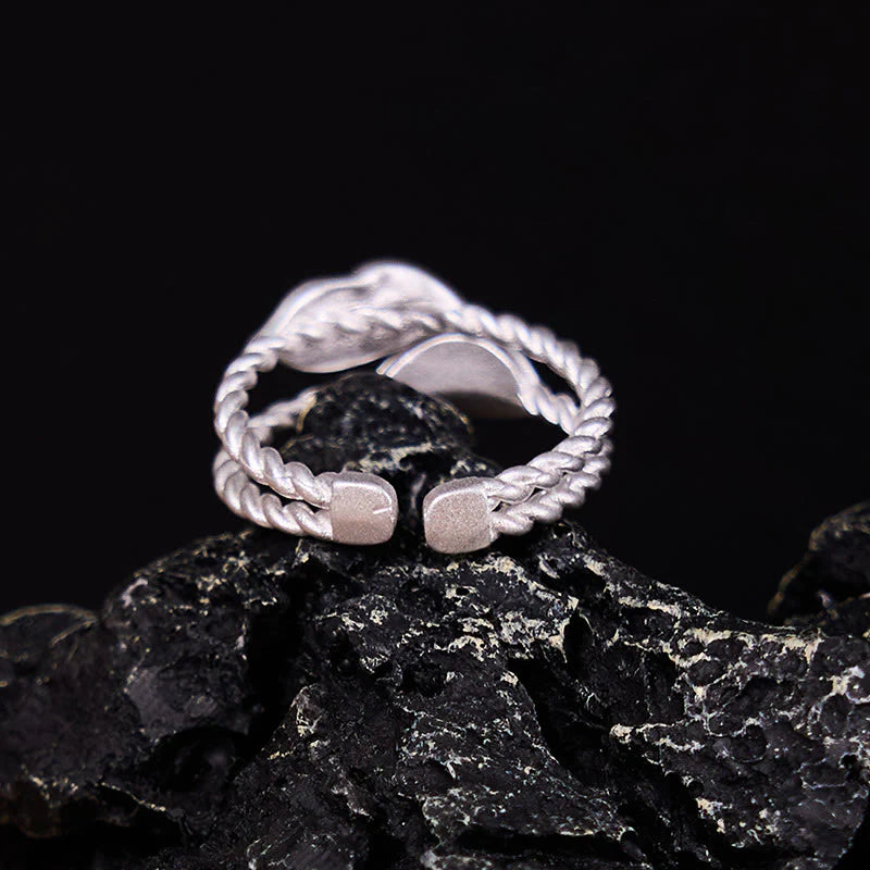 Buddha Stone Copper Leaf Wealth Adjustable Ring
