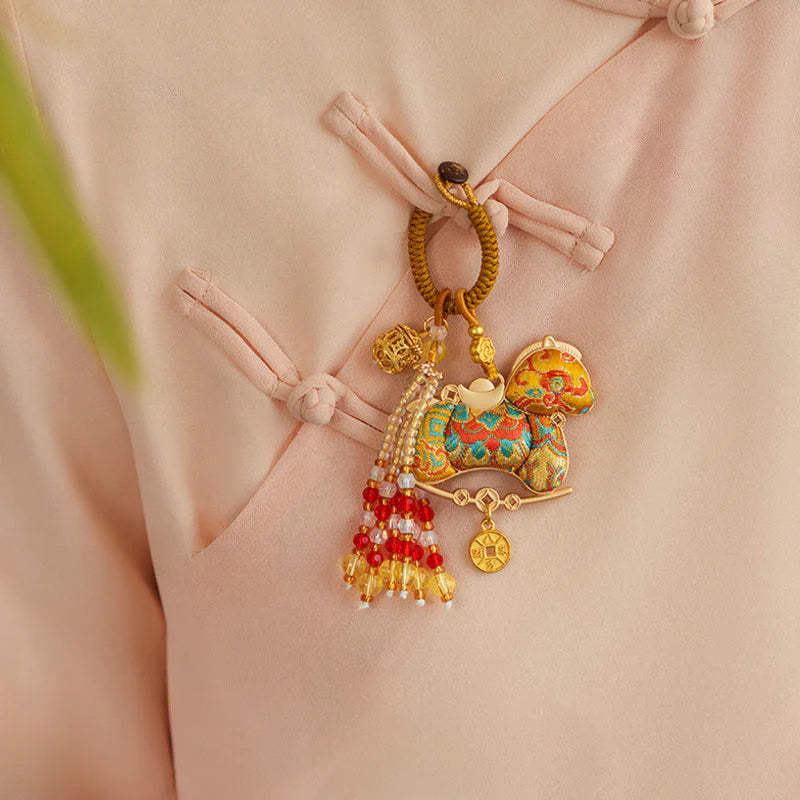 Buddha Stones Year Of The Horse Embroidery Prosperity Key Chain