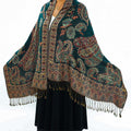 Buddha Stones Bohemia Style Tibetan Paisley Floral Pattern Tassel Cozy Scarf Shawl