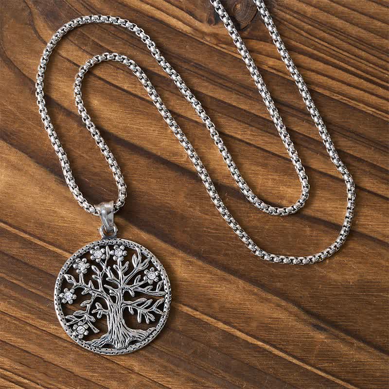 Buddha Stones The Tree Of Life Titanium Steel Creation Necklace Pendant