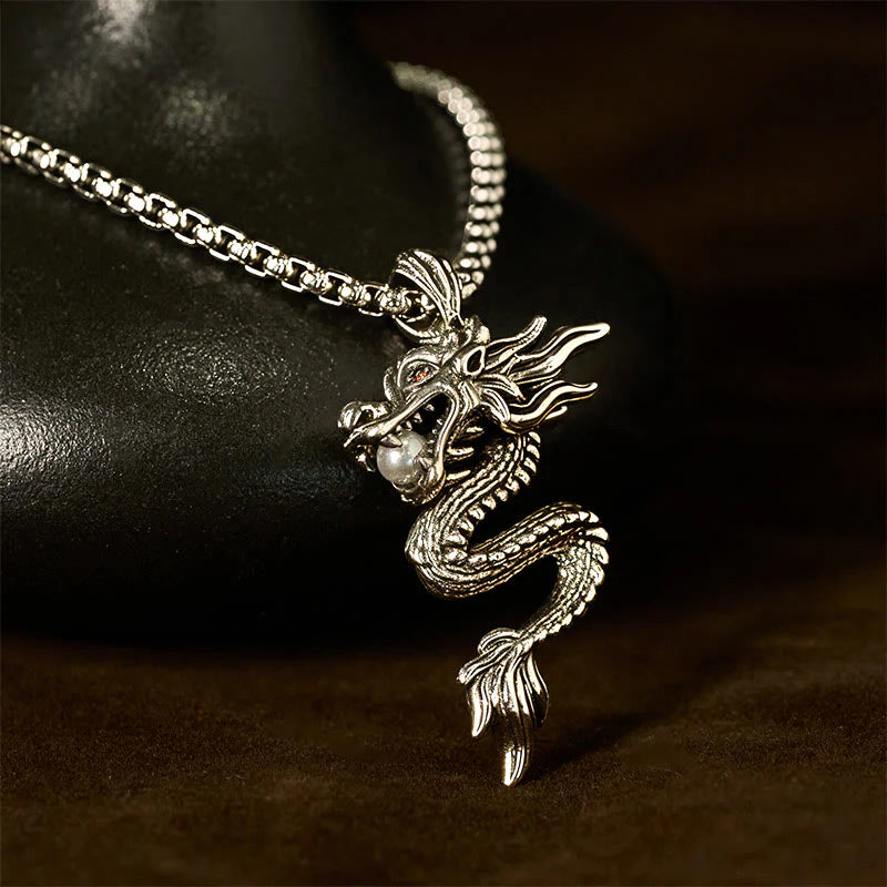 Buddha Stones Dragon Copper Balance Luck Necklace Pendant