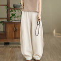 Buddha Stones Solid Color Cotton Linen Women's Straight Leg Pants With Pockets