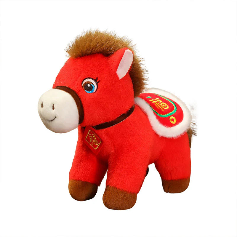 Buddha Stones Year Of The Horse Fu Character Plush Horse Doll Prosperity Fortune Home Decoration