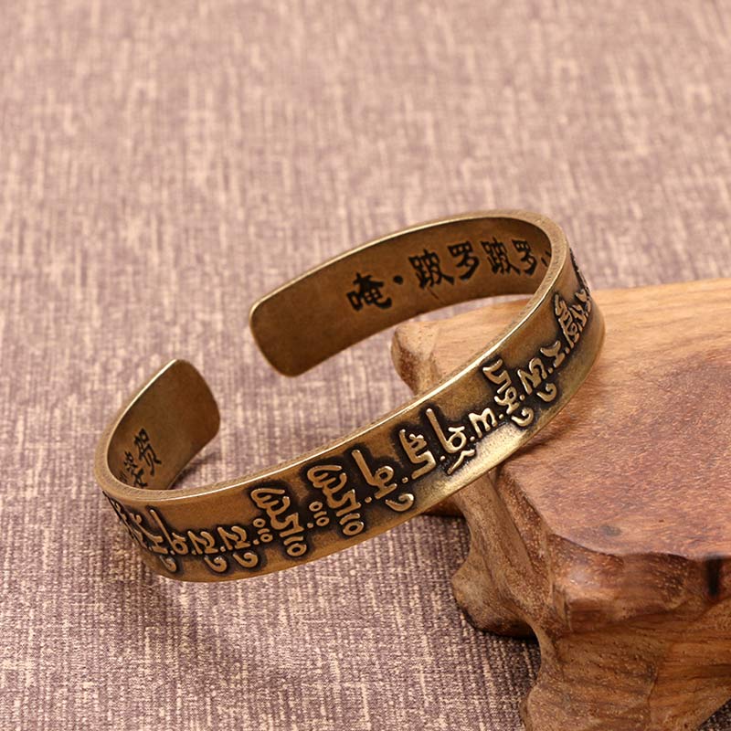 Buddha Stones Tibetan MahÄpratisarÄ Mantra Sanskrit Copper Brass Healing Bracelet Bangle