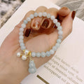Buddha Stones Natural Jade Pearl Gourd Prosperity Luck Bracelet