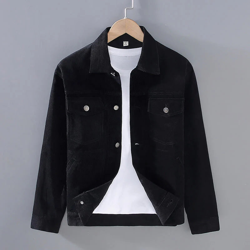 Buddha Stones Plain Long Sleeve Button Design Men's Cotton Jacket Shirt With Pockets