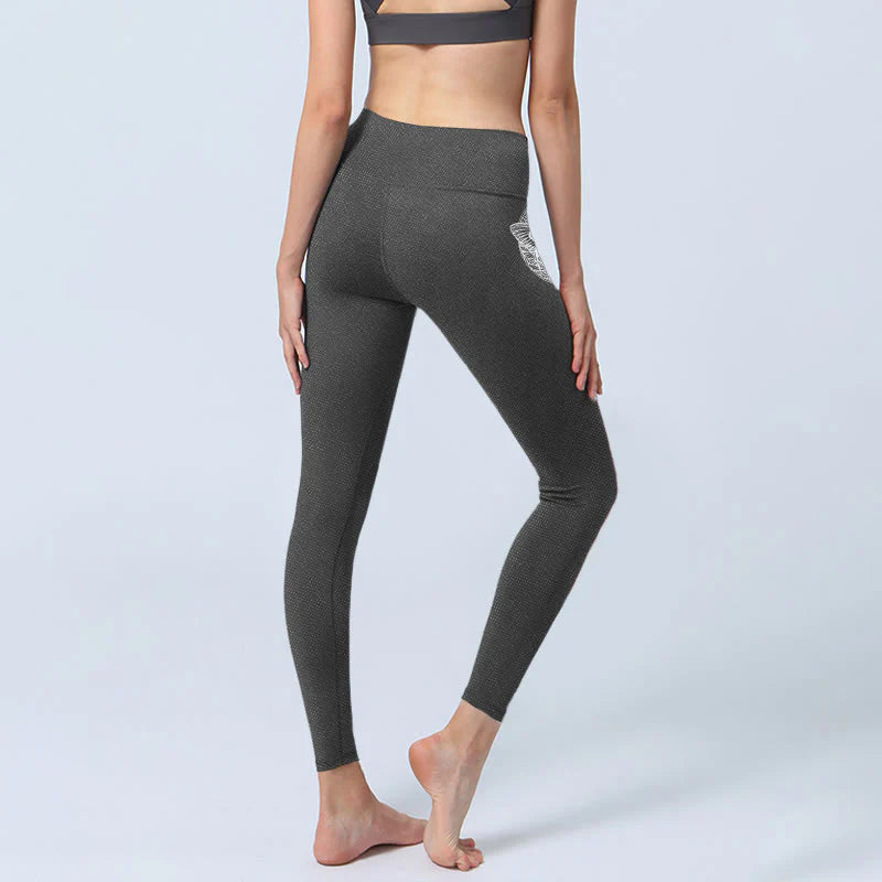 Buddha Stones Moon Moth Skull Design Gym Leggings Women's Yoga Pants