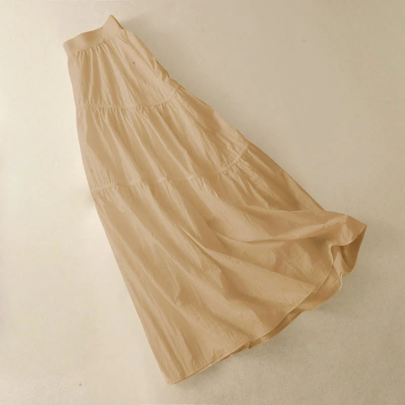 Buddha Stones Simple Lines Elastic Waist Women's Skirt With Pockets
