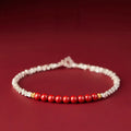 Buddha Stones 925 Sterling Silver Cinnabar Fu Character Blessing Bracelet