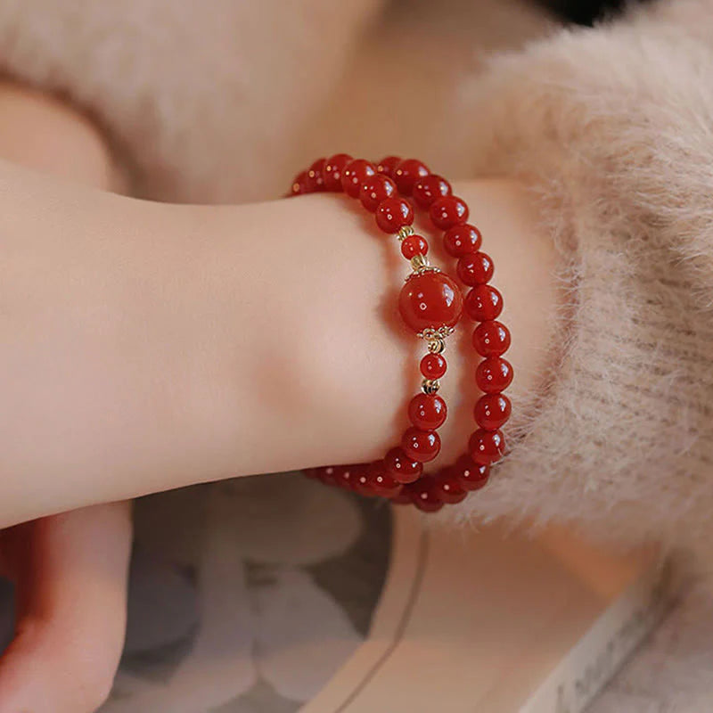Buddha Stones Double Wrap Red Agate Beaded Self-acceptance Confidence Bracelet