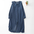 Buddha Stones Fall Plain Buttons Design Long Sleeve Corduroy Midi Dress With Pockets
