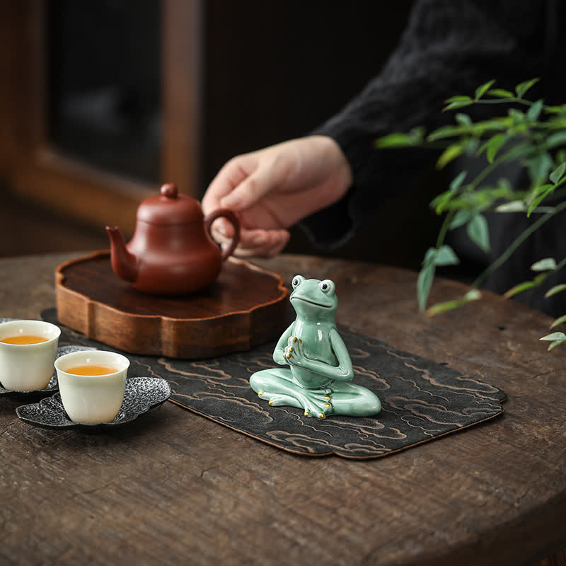 Buddha Stones Meditating Ceramic Zen Frog Statue Decoration