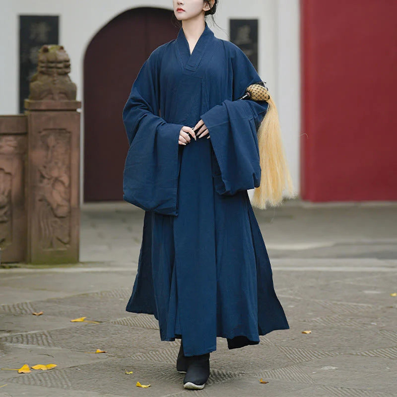 Buddha Stones Fall Winter Wudang Traditional Tai Chi Martial Arts Ceremony Linen Long Sleeve Unisex Taoist Long Robe