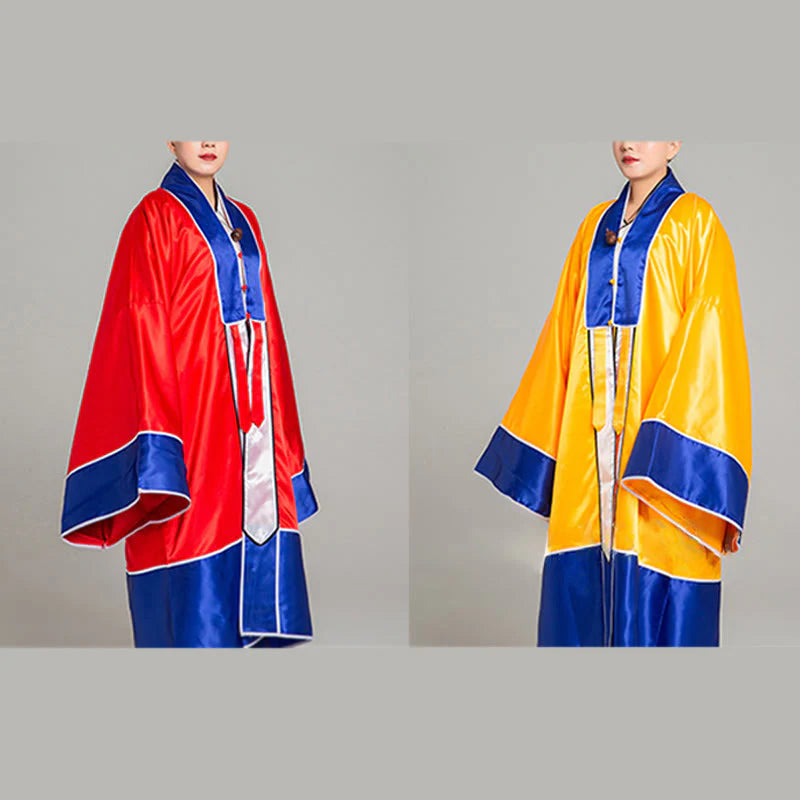 Buddha Stones Wudang Crane Embroidery Long Wide Sleeve Unisex Taoist Robe Gown Kimono For Qigong Tai Chi Ceremony