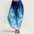 Buddha Stones Cotton Koi Fish Aquatic Pattern Women's Elastic Waist Harem Pants