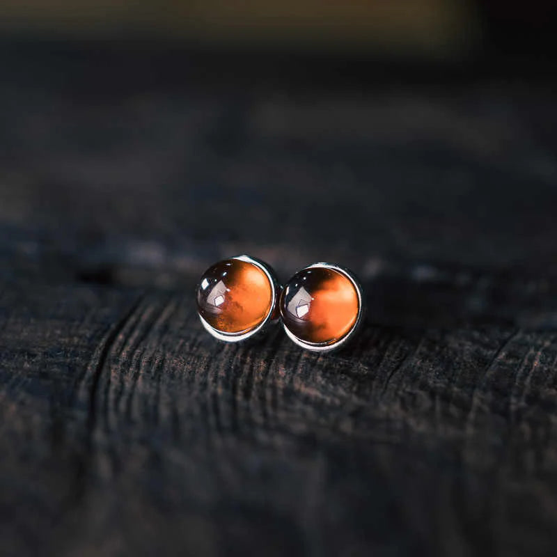 Buddha Stones 925 Sterling Silver Garnet Protection Earrings