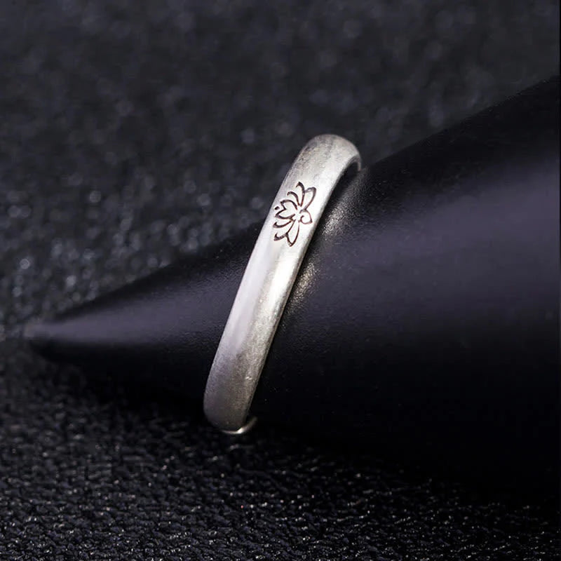 Buddha Stones 925 Sterling Silver Lotus Flower Enlightenment Ring