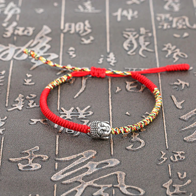 Buddha Stones Handmade Colorful King Kong Knot Buddha Serenity String Bracelet